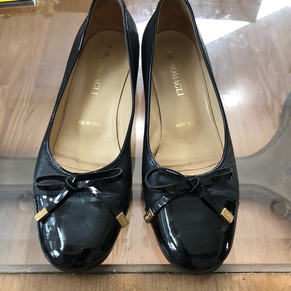Bruno Magli Black Balerina Bow Size 7 Euro 37 - Picture 2 of 8